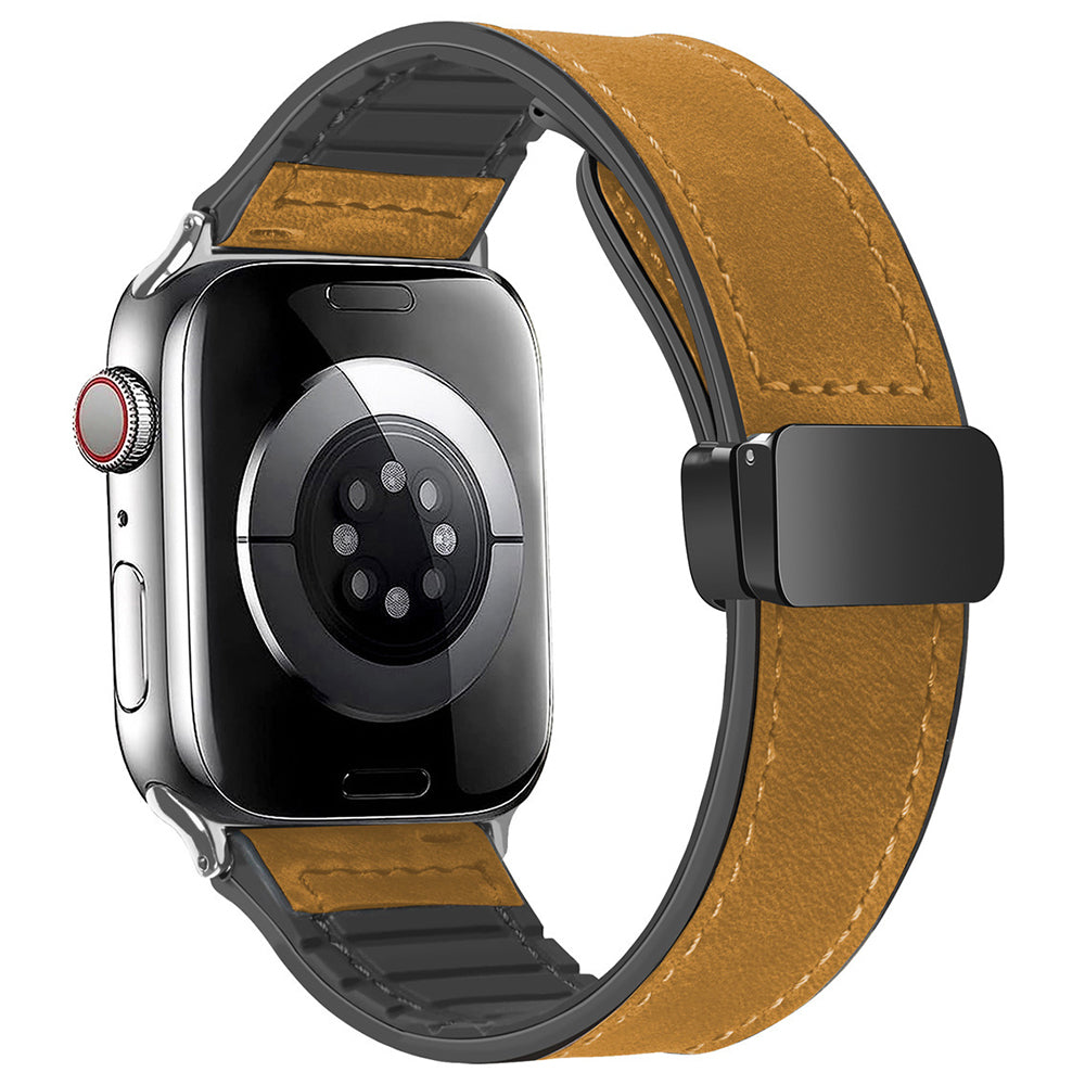 For Apple Watch Series 9 8 7 41mm / 6 5 4 SE (2022) SE (2023) SE 40mm / Series 3 2 1 38mm Magnetic Genuine Cow Leather Strap - Grey For Apple Watch Series 9 8 7 41mm / 6 5 4 SE (2022) SE (2023) SE 40mm / Series 3 2 1 38mm Magnetic Genuine Cow Leather Strap - Grey